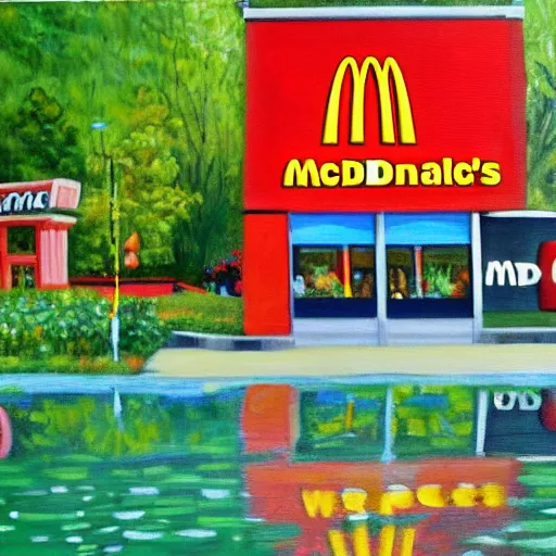 Prompt: a painting of a McDonalds in the middle of Central Park NYC in the style of Monet