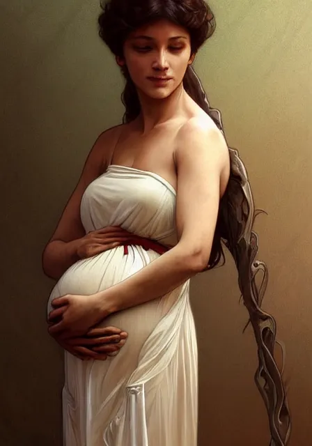 Prompt: pregnant mummy mummy mummy, intricate, elegant, highly detailed, digital painting, artstation, concept art, smooth, sharp focus, illustration, art by artgerm and greg rutkowski and alphonse mucha and william - adolphe bouguereau