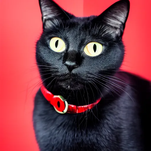 Image similar to black cat with red!!! eyes!!!, canon eos r 3, f / 1. 4, iso 2 0 0, 1 / 1 6 0 s, 8 k, raw, unedited, symmetrical balance, in - frame