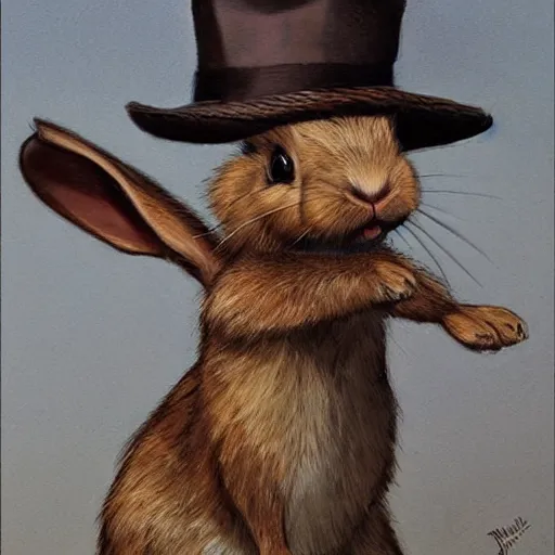 Image similar to a rabbit as a mafia gangster by James Gurney.