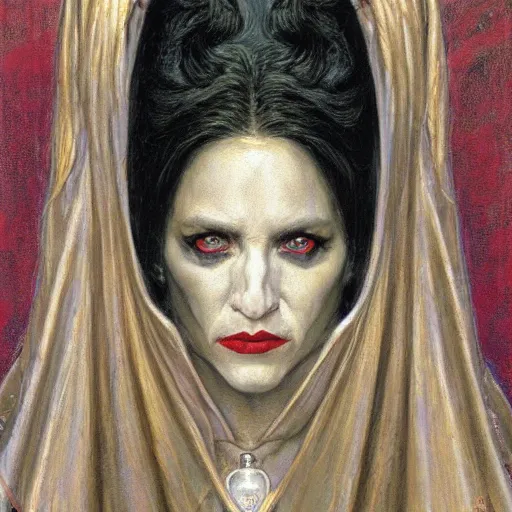 Image similar to portrait of a vampire priestess, by donato giancola and berthold woltze.