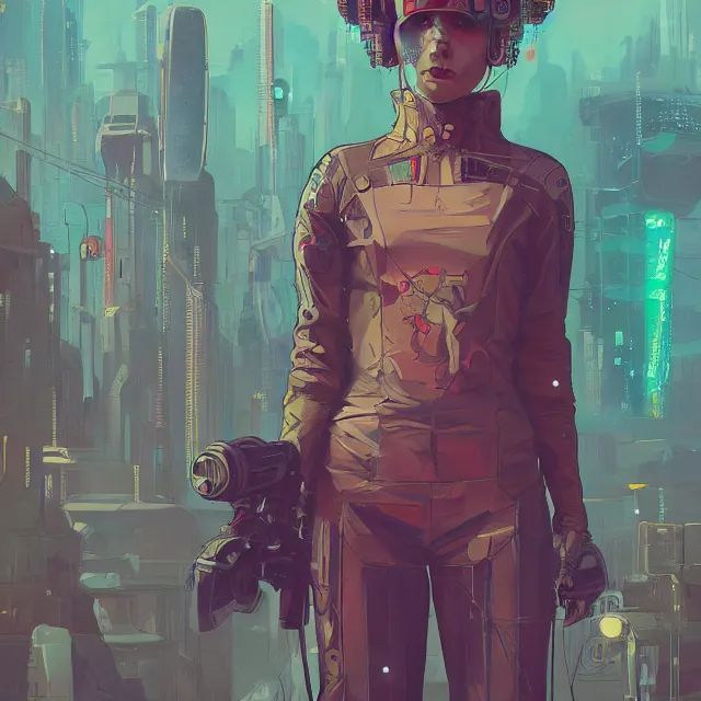 Image similar to a beautiful portrait painting of a ( ( cyberpunk ) ) girl by simon stalenhag and pascal blanche! and alphonse mucha! and nekro!!. in style of digital art. colorful comic, film noirs!, symmetry, hyper detailed. octane render. trending on artstation