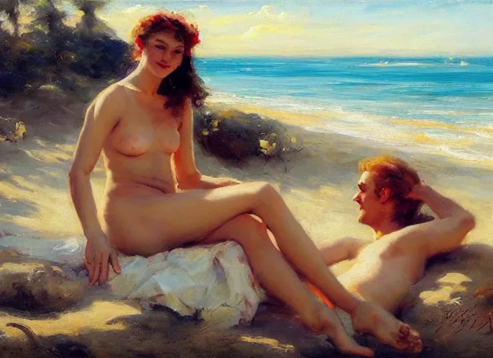 Image similar to gigachad relaxing on the beach by vladimir volegov and alexander averin and delphin enjolras and daniel f. gerhartz