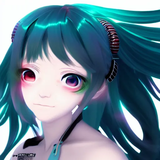 Image similar to hatsune miku smoking weed, smoke coming out of her mouth, bloodshot eyes, artstation, 4 k