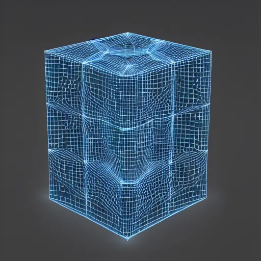 Prompt: 3 d render of a glass tesseract