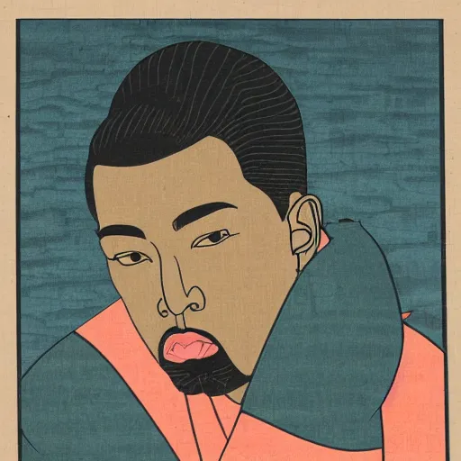 Prompt: ukiyo - e art of kanye west