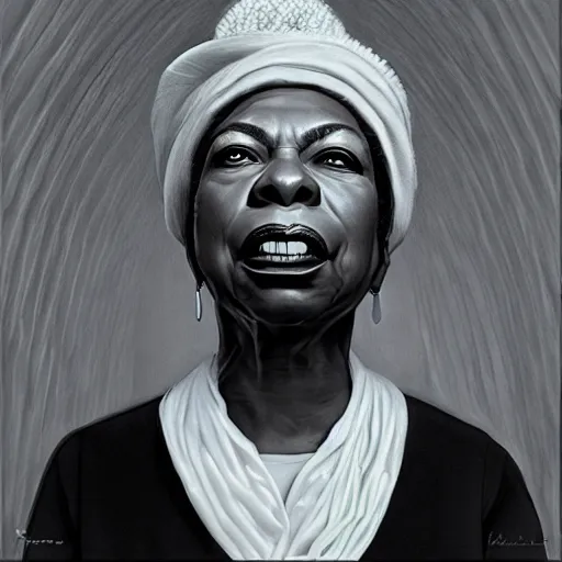 Image similar to portrait nina simone by leng jun, hyper real