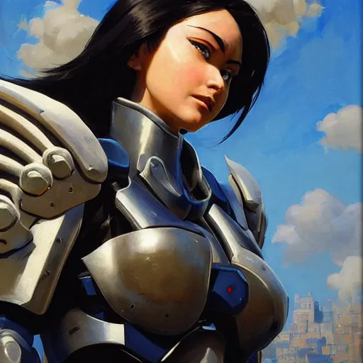 Image similar to greg manchess portrait painting of partially armored battle angel alita as overwatch character, medium shot, asymmetrical, profile picture, organic painting, sunny day, matte painting, bold shapes, hard edges, street art, trending on artstation, by huang guangjian, gil elvgren, ruan jia, greg rutkowski, gaston bussiere