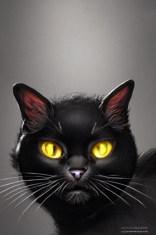 Image similar to cheshire black cat, head only, concept art, digital illustration, intricate, masterpiece, elegant, super detailed, unreal engine rendering, concept art, smooth, sharp focus, artstation hq