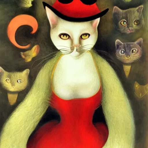 Prompt: by Remedios Varos, Ernest Hemingway in a cat girl outfit, oil painting, MET collection, high resolution.