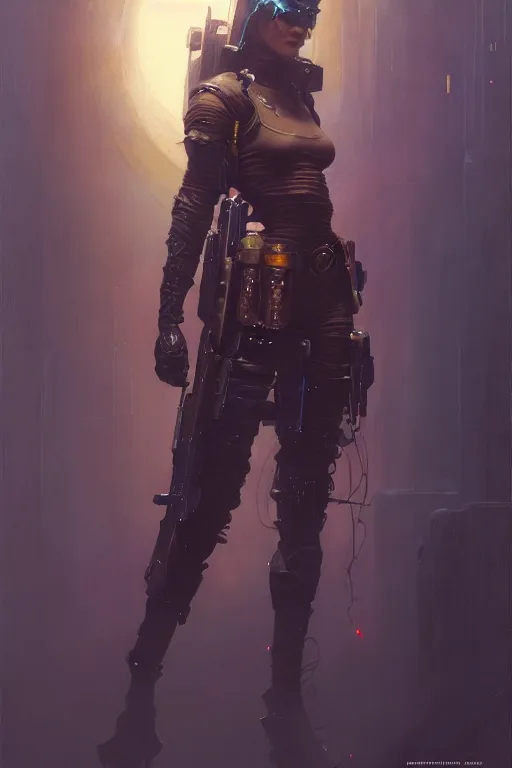 Prompt: full character, a cyberpunk future sniper girl character design, final fantasy face, painting by gaston bussiere, katsuya terada, nc wyeth, greg rutkowski, craig mullins, vermeer, trending on artstation, jeffery catherine jones