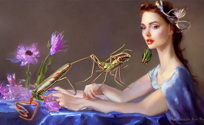 Image similar to Alchemy mantis. By Konstantin Razumov, highly detailded