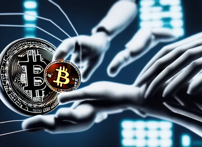 Image similar to mechanical cybernetic hand holds a bitcoin. centered. horror cyberpunk dystopia style. highly detailed 8 k. intricate. nikon d 8 5 0 3 0 0 mm. award winning photography.