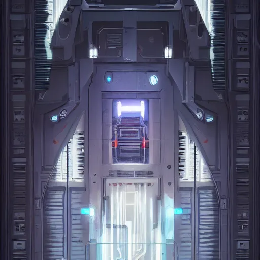 Prompt: a giant door to a top secret vault, detailed digital illustration by greg rutkowski, cyberpunk, android netrunner