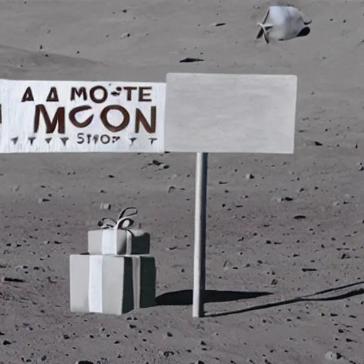 Prompt: a gift shop on the moon