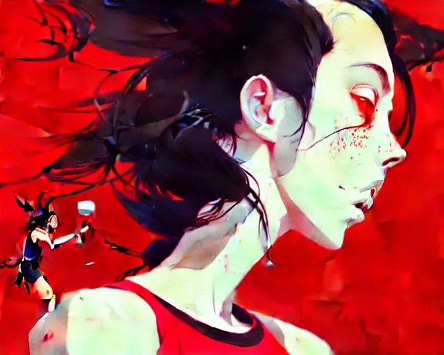 Prompt: a ultradetailed beautiful panting of a stylish woman dribbling a basketball, by conrad roset, greg rutkowski and makoto shinkai, trending on artstation