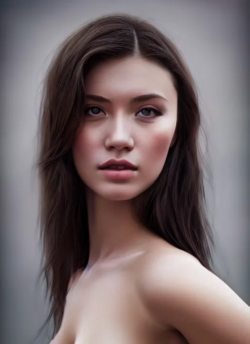 Image similar to high angle photo of a gorgeous young woman in the style of stefan kostic, realistic, 1 / 2 body shot, 8 5 mm art lens, f 1. 2, sharp focus, 8 k high definition, insanely detailed, intricate, elegant, art by stanley lau and artgerm