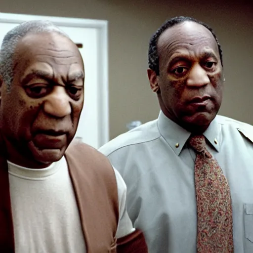 Image similar to bill cosby and oj simpson in a prison cell together, award winning, 8k