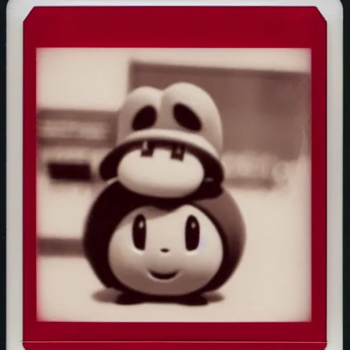 Image similar to polaroid image of the nintendo character kirby in new york city