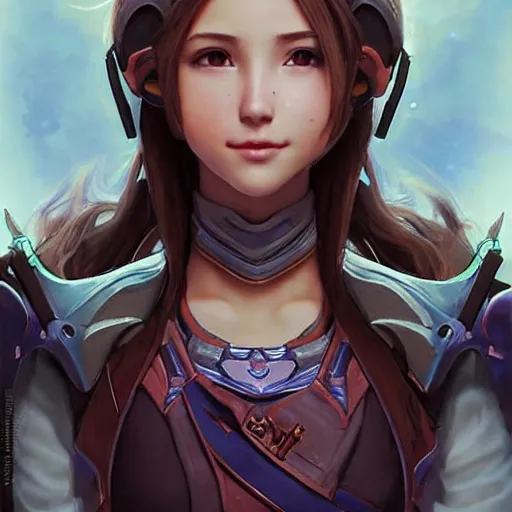 Prompt: aerith gainsborough in destiny warlock armor, beautiful face!!!!, 2 7 years old, cg animation, realistic, character select portrait, by artgerm, greg rutkowski, alphonse mucha, 3 d