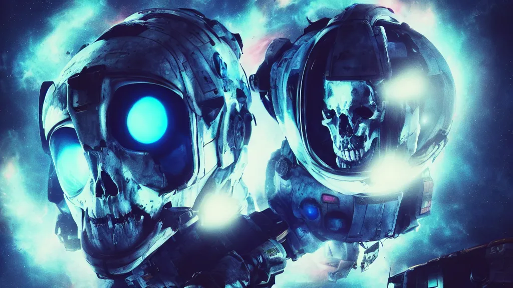 Image similar to brutalist white blue pink gundam mecha skull floating in void, an astronaut space pirate covered with black hole extraterrestrial event horizon antimatter, creative VFX, vhs glitch, no text, HD octane render, volumetric lighting, magical atmosphere, cinematic, hyper-realistic, rendered with octane, hyper realistic, hyper detailed, surreal, futuristic, volumetric light, 8k