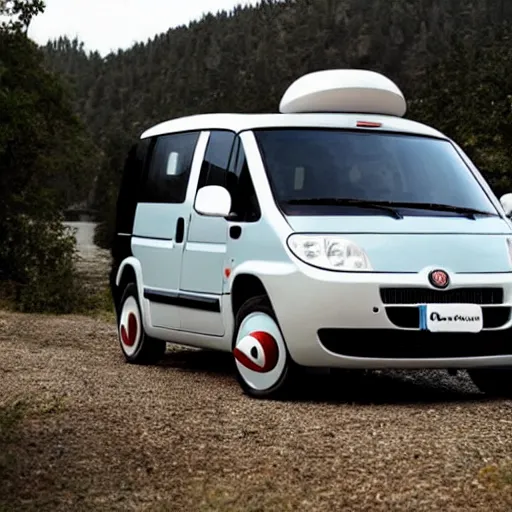 Prompt: An RV designed and produced by Fiat, inspired by the Fiat Multipla, promotional photo