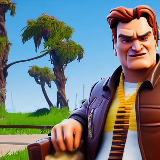 Image similar to a detailed portrait of quentin tarantino in fortnite, unreal engine 5 rendered, incredibly highly detailed and realistic, 8 k, sharp focus, studio quality