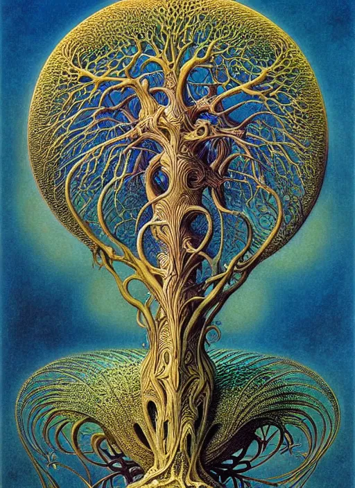 Image similar to tree of life by roger dean and andrew ferez, art forms of nature by ernst haeckel, divine chaos engine, symbolist, visionary, art nouveau, botanical fractal structures, organic, detailed, realistic, surreality