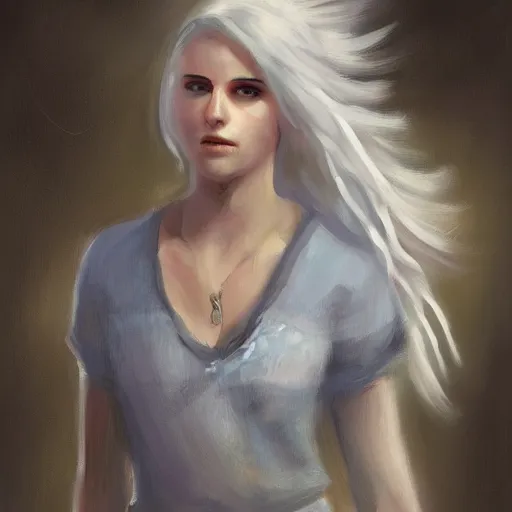 Image similar to Ciri skateboarding, expressive oil painting, digital art