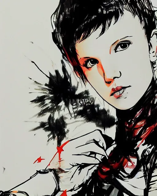 Image similar to millie bobby brown by yoji shinkawa