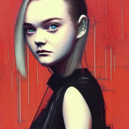 Image similar to Elle Fanning in Blade Runner 2049 picture by Sachin Teng, asymmetrical, dark vibes, Realistic Painting , Organic painting, Matte Painting, geometric shapes, hard edges, graffiti, street art:2 by Sachin Teng:4
