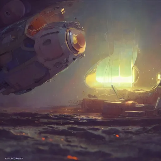 Image similar to a wholesome animation key shot of the wreckage of a spaceship, medium shot, studio Ghibli, Pixar and Disney animation, sharp, very detailed, high resolution, inspired by Hayao Miyazaki, anime key art by Greg Rutkowski, Bloom, dramatic lighting