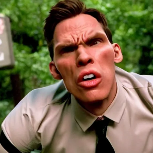 Image similar to Live Action Still of Jerma985 in Men in Black, real life, hyperrealistic, ultra realistic, realistic, highly detailed, epic, HD quality, 8k resolution, body and headshot, film still