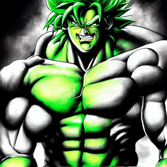 Image similar to broly as the hulk trending on artstation deviantart pinterest detailed realistic hd 8 k high resolution