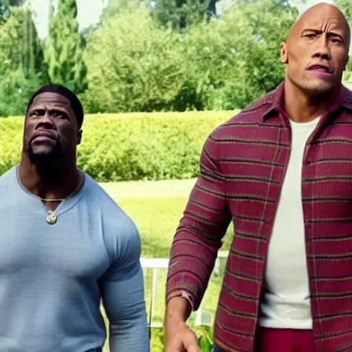 Prompt: dwayne johnson and kevin hart in the movie step brothers