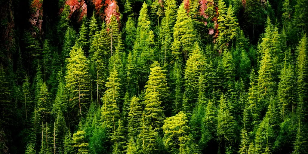 Prompt: lush montain rocky forest, dense vegetation, against light, bright details, contrasting, daylight, highly detailed, by dieter rams 2 0 0 0, national geographic magazine, reportage photo, natural colors