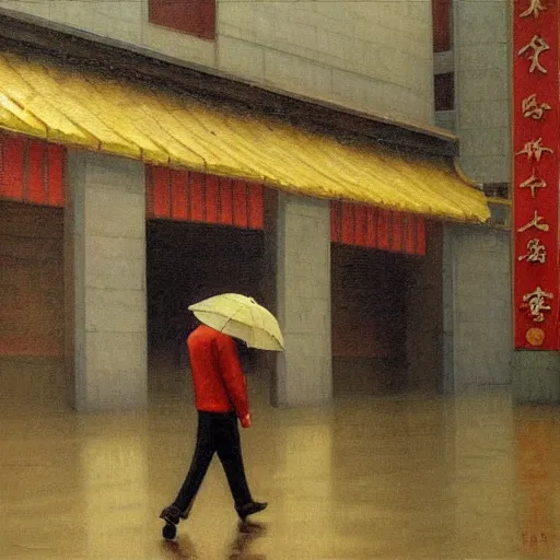 Prompt: small rain in beijing , by Hopper Edward