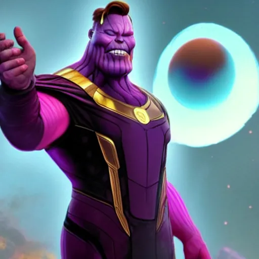 Image similar to a full character portrait of elon musk as thanos, the pixar adaptation,