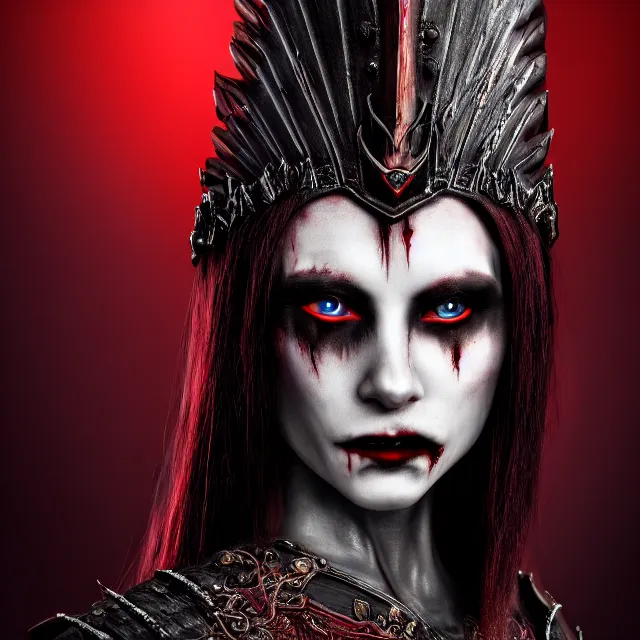 Prompt: photo of a vampire warrior queen highly detailed 8 k hdr smooth sharp focus high resolution award - winning photo