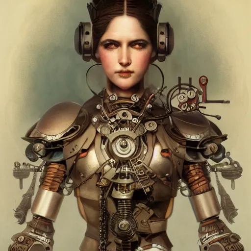 Image similar to by tom bagshaw, photorealist vivid render of a carnival of curiosities marvel, single bald steampunk female in a full ornated armor, gears, cables, led, flying machinery, partial symmetry accurate features, very intricate details, focus, award winning, ultra dense fog, trending on behance