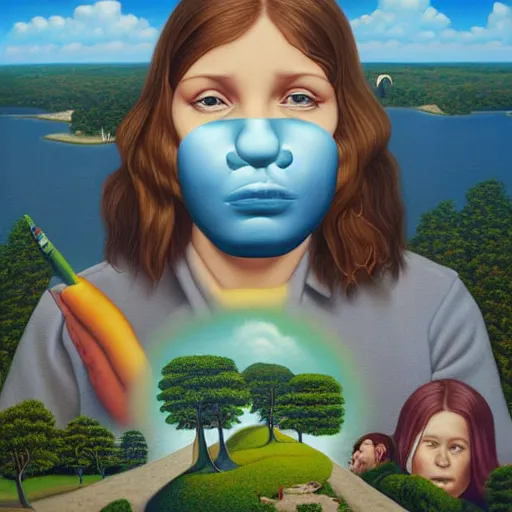 Image similar to alex gross, hyperrealistic surrealism landscape