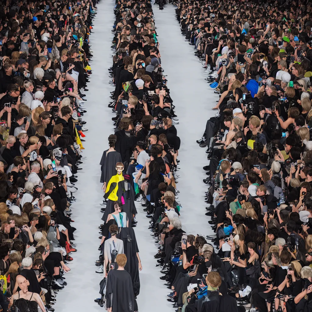 Image similar to hyperrealistic and heavy detailed balenciaga runway show of rick an morty , Leica SL2 50mm, vivid color, high quality, high textured