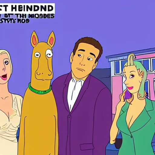 Image similar to still from the hit tv show friends in the style of bojack horseman