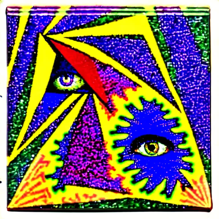 Image similar to eye stair in two another refraction of my thyme expending. embroilment in dichotic phases. fauvism, pyramids of hyperspace. as a fancy square ceramic tile