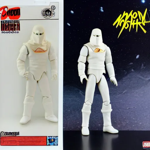 Image similar to 1 9 8 0 s kenner style action figure of moon knight, 5 points of articulation, full body, 4 k, highly detailed