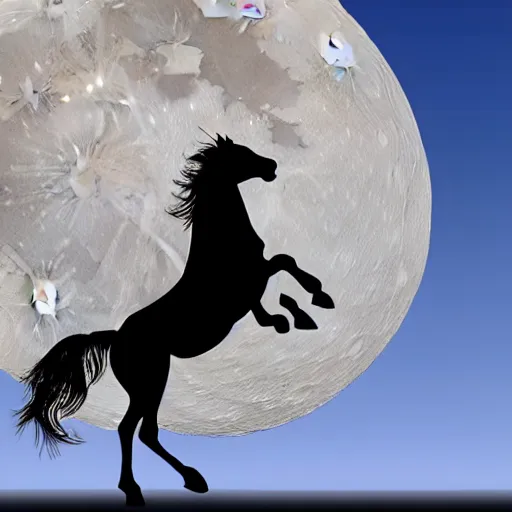 Prompt: a horse on the moon