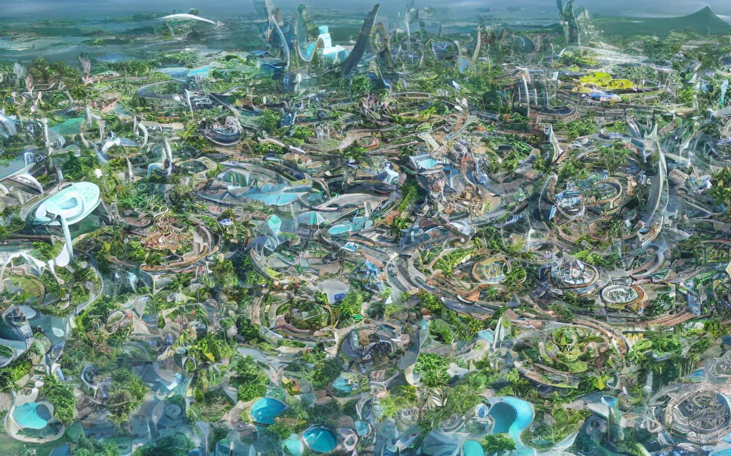 Prompt: future city of denpasar bali in the year 3 0 0 0, perfect faces.