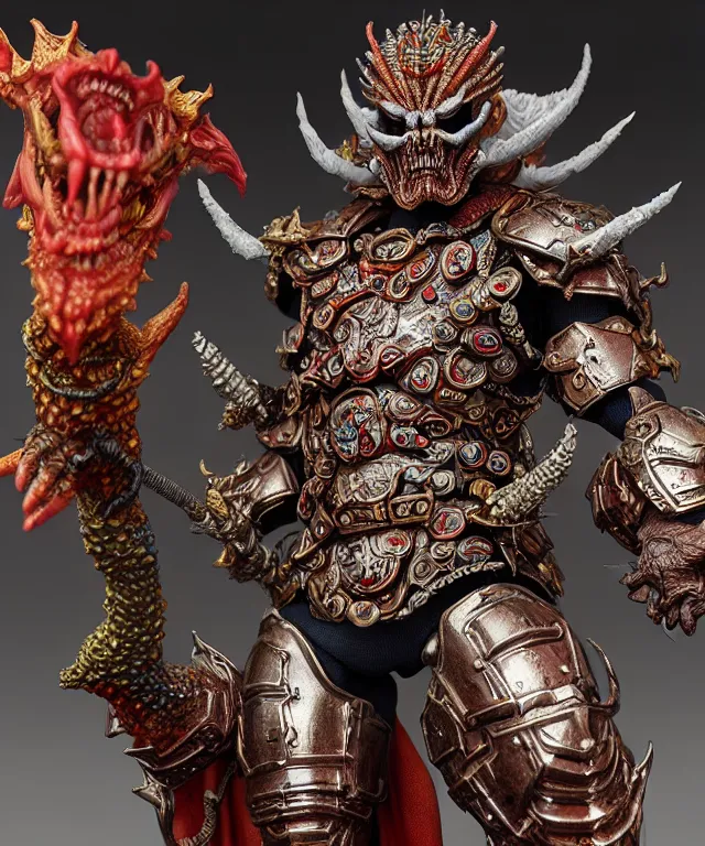 Prompt: hyperrealistic rendering, epic boss fight, ornate supreme demon overlord, jewel crown, war armor battle, by art of skinner and richard corben, product photography, collectible action figure, sofubi, hottoys