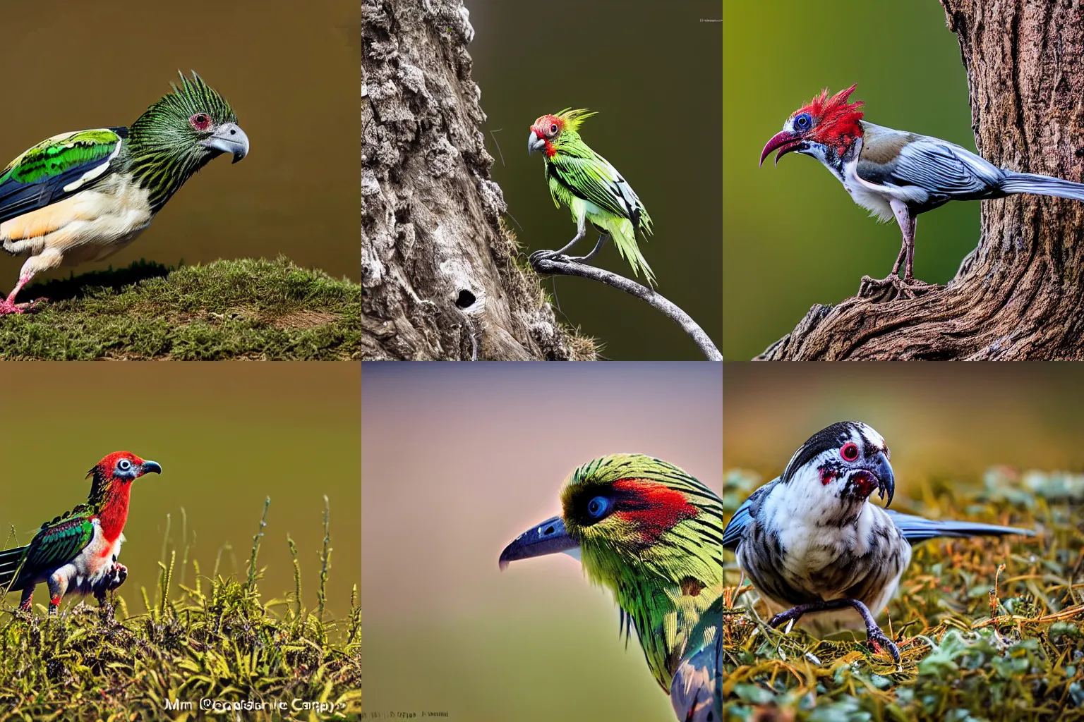 Prompt: zombie bird, nature magazine centerfold shot, no text, wilderness, 300mm, telephoto shot, 8K, extreme detailed, depth of field, award winning nature photo