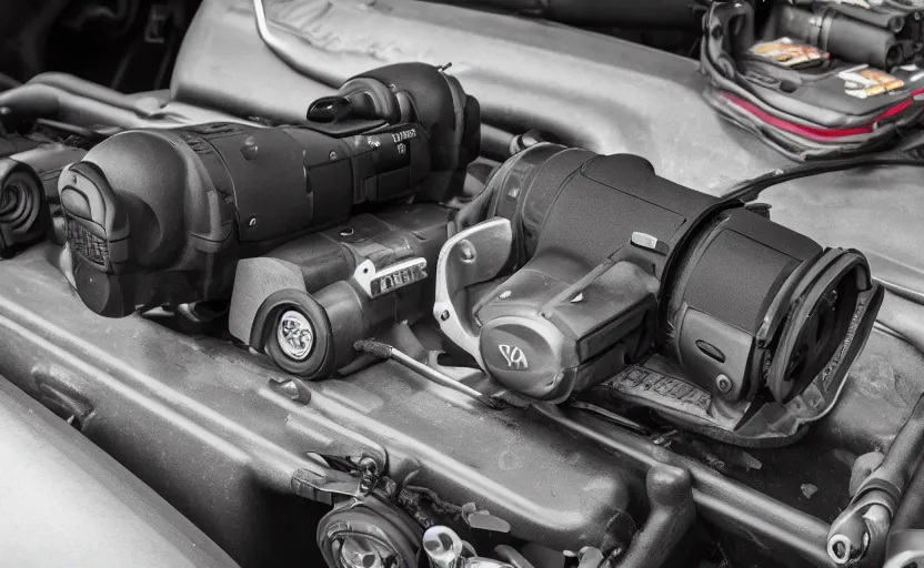 Prompt: photo of a UB-32 rocket pod on a Toyota Tacoma, highly detailed, 4k photo, shot with sony alpha